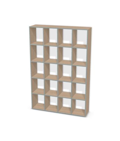 Regał z przegrodami i półkami: 4 x 5